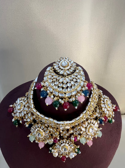 Polki Kundan Choker Set - Multi color