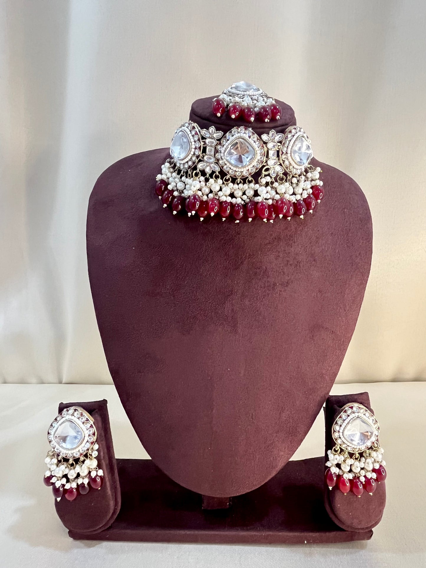 Polki Kundan Choker Set - Ruby Pearl