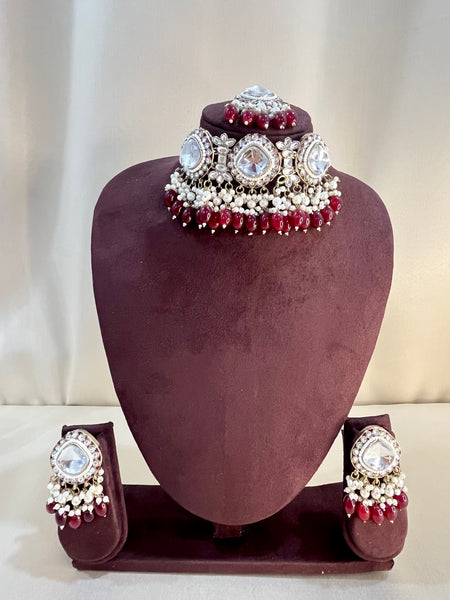 Polki Kundan Choker Set - Ruby Pearl