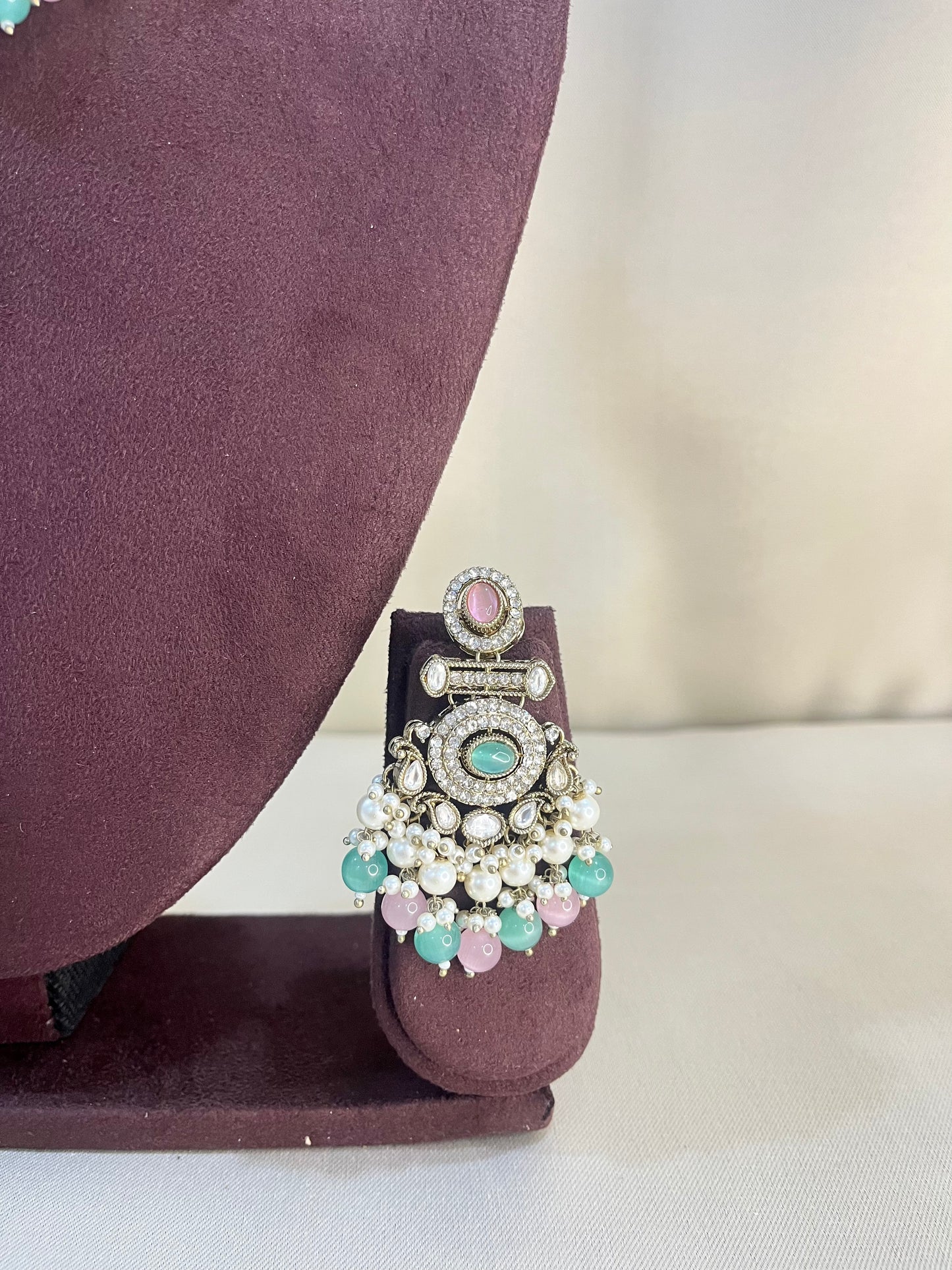 Kundan Choker Set - Pink & Mint