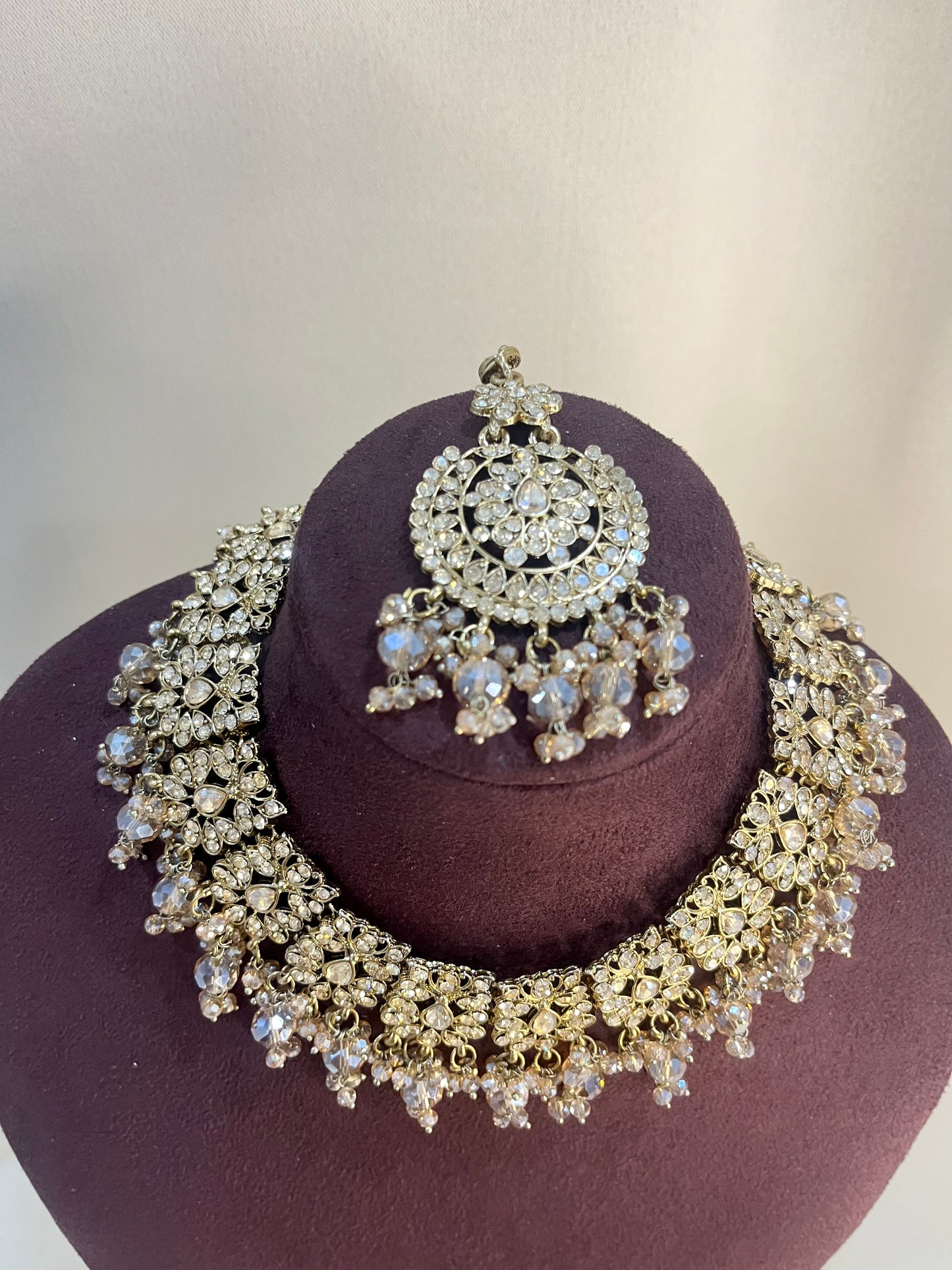 Reverse AD Kundan Choker Set With Pasa - Gold