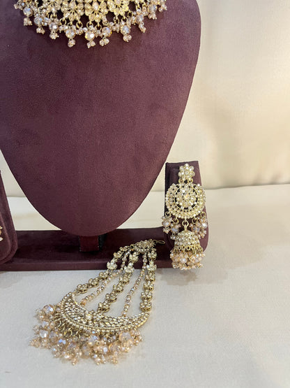 Reverse AD Kundan Choker Set With Pasa - Gold