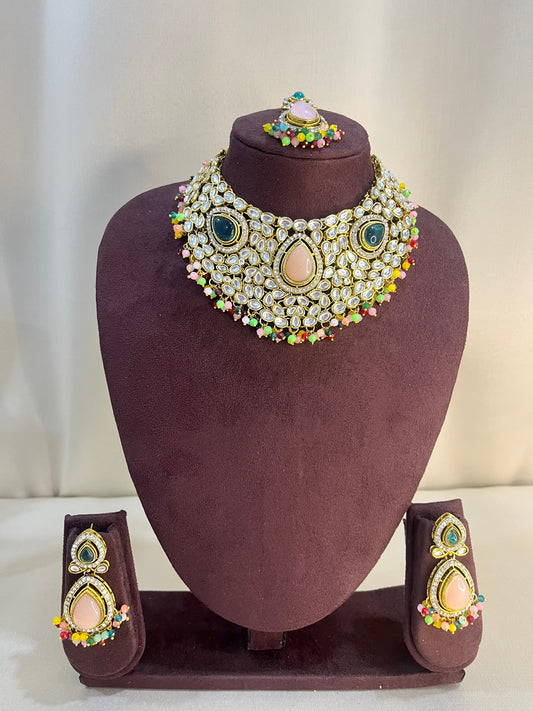 Kundan Full Necklace Set - Multi Color