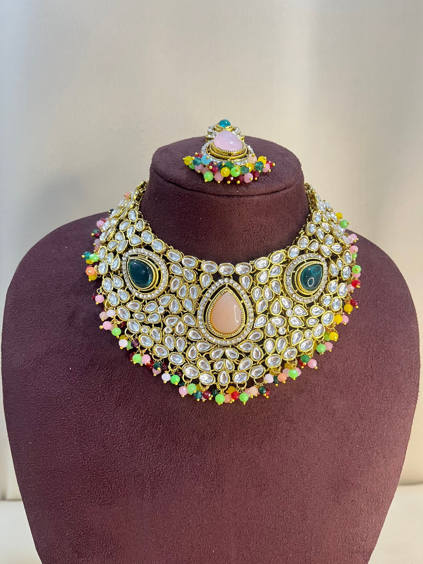 Kundan Full Necklace Set - Multi Color