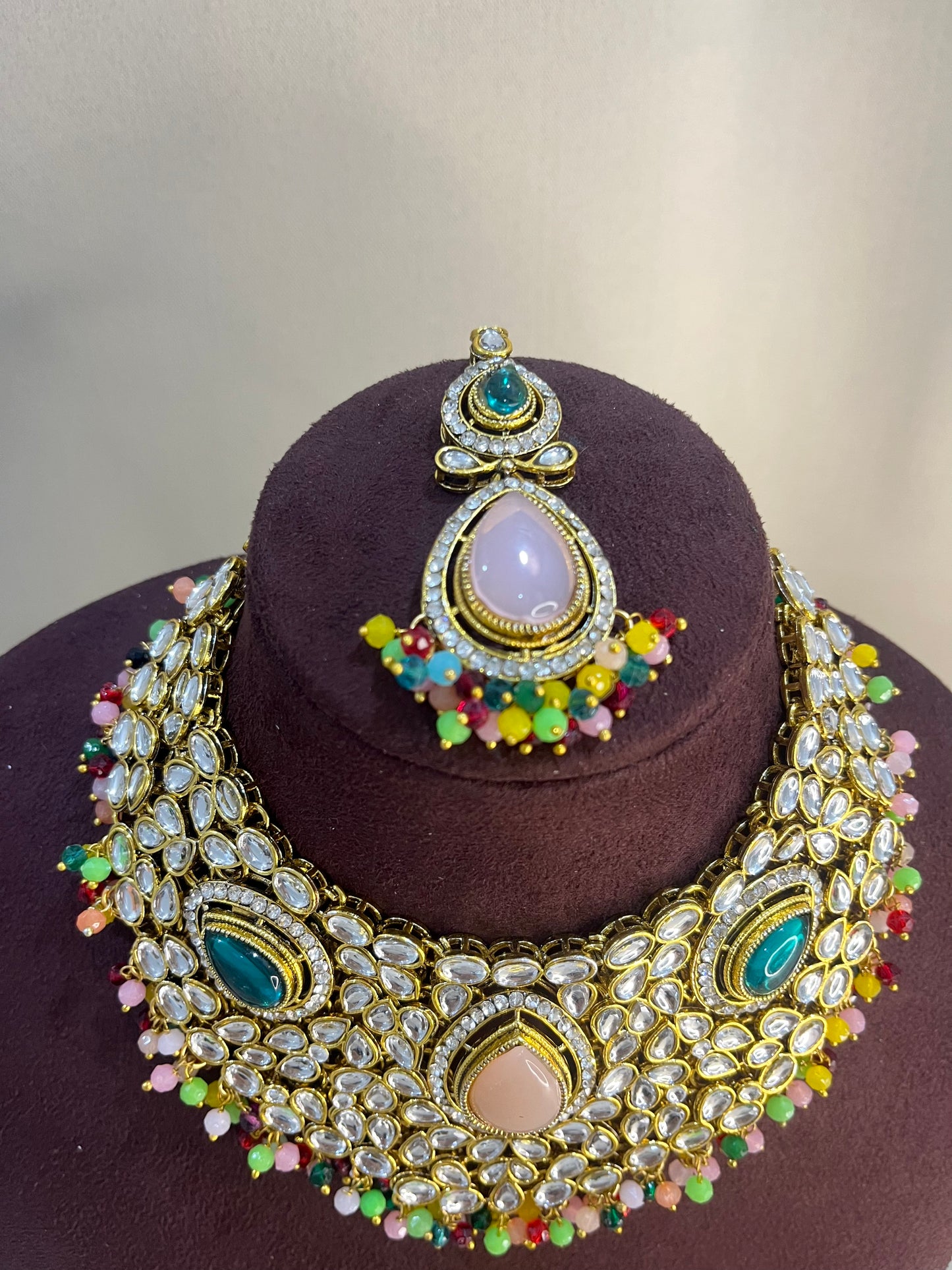 Kundan Full Necklace Set - Multi Color