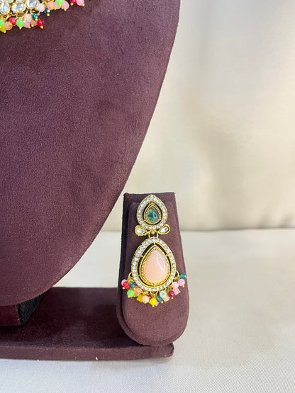 Kundan Full Necklace Set - Multi Color