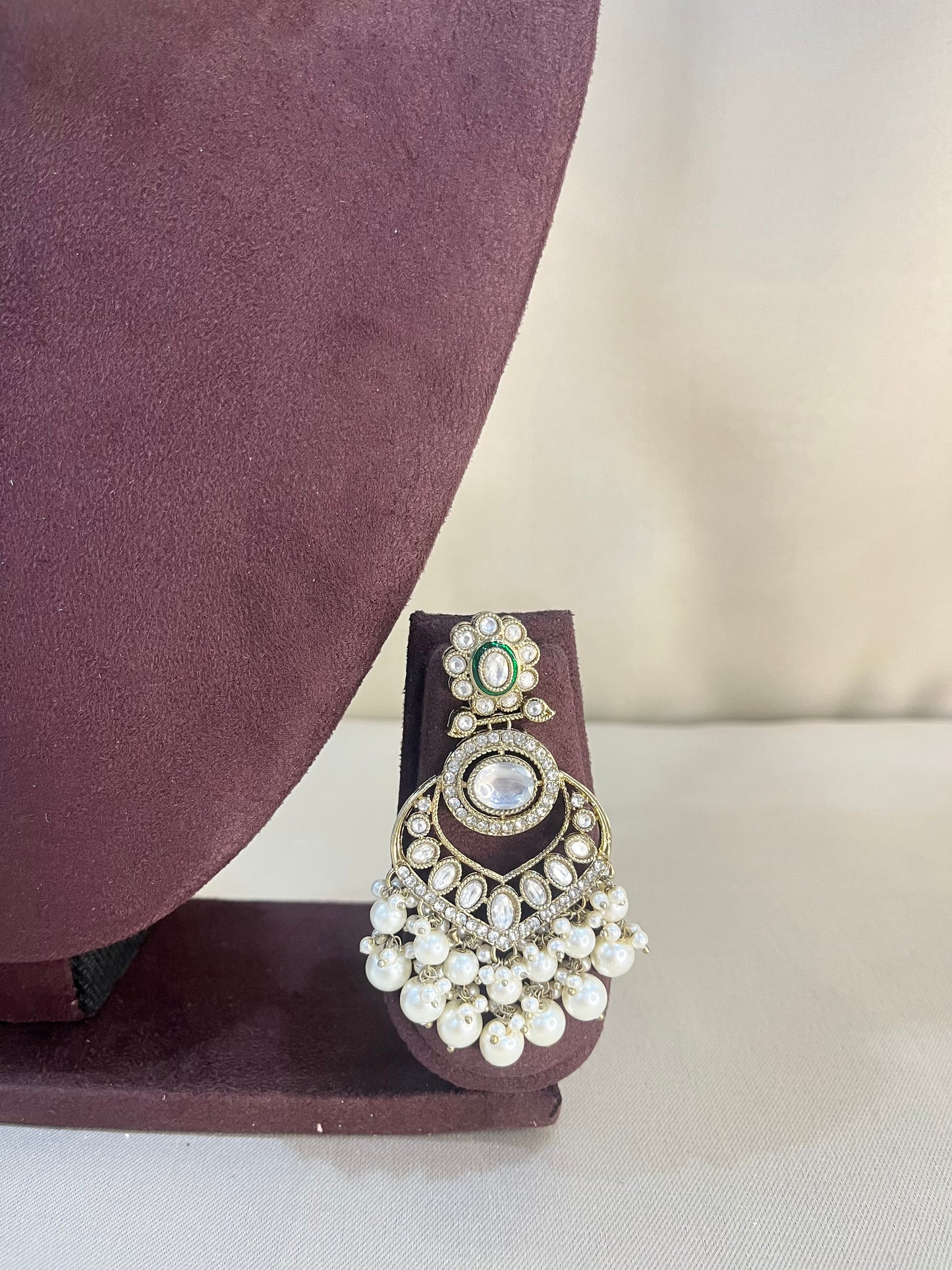 Kundan Full Necklace Set - Pearl