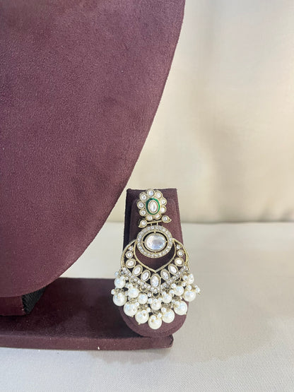 Kundan Full Necklace Set - Pearl