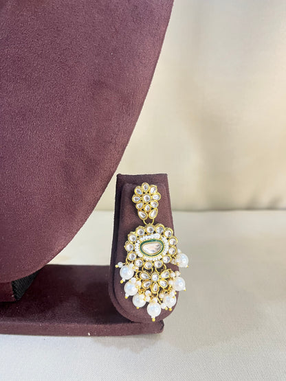 Moissanite Kundan Necklace Set - Pearl & Kundan