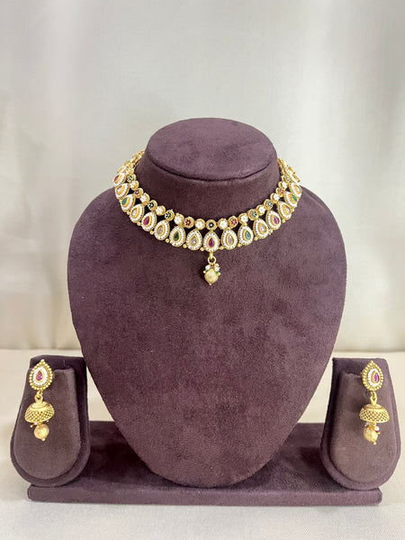 Rajwadi Heritage Necklace Set - Multi
