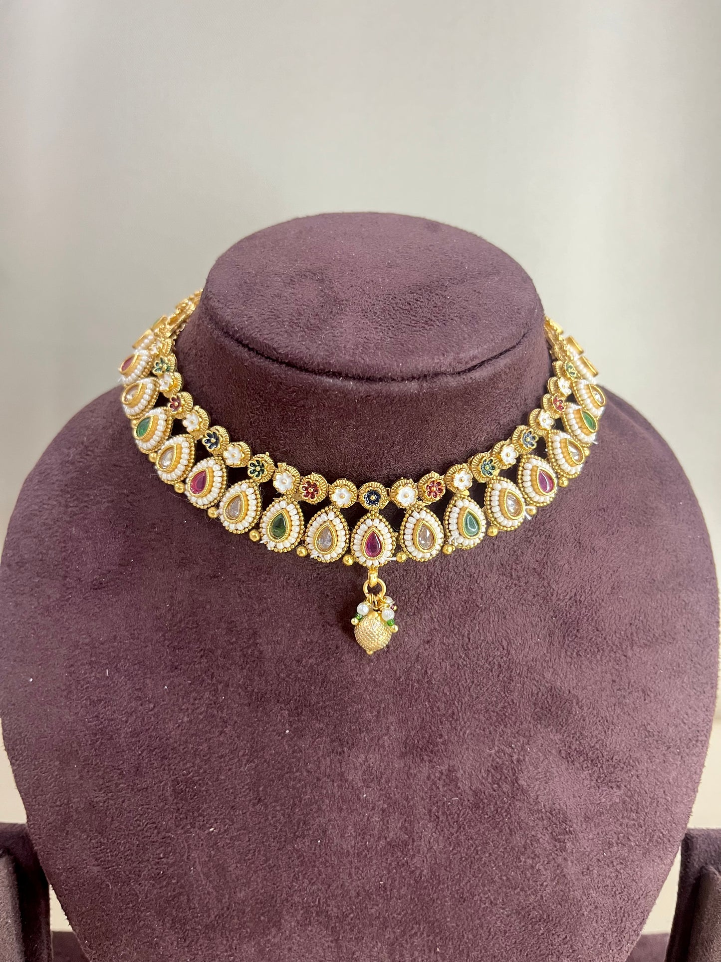 Rajwadi Heritage Necklace Set - Multi