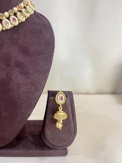 Rajwadi Heritage Necklace Set - Multi