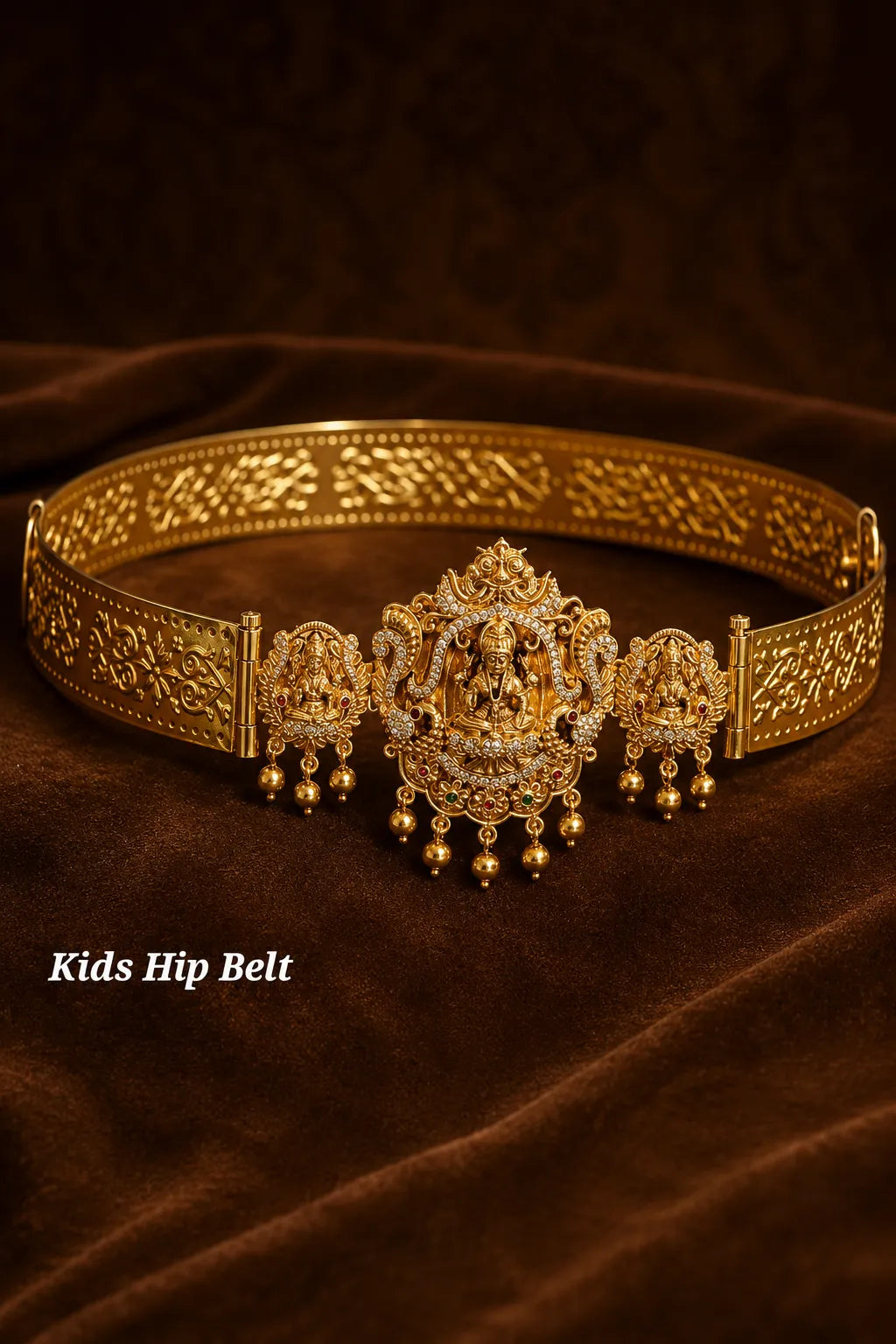 Kundan stone 18k gold platted Laxmi devi Kids size hipbelt