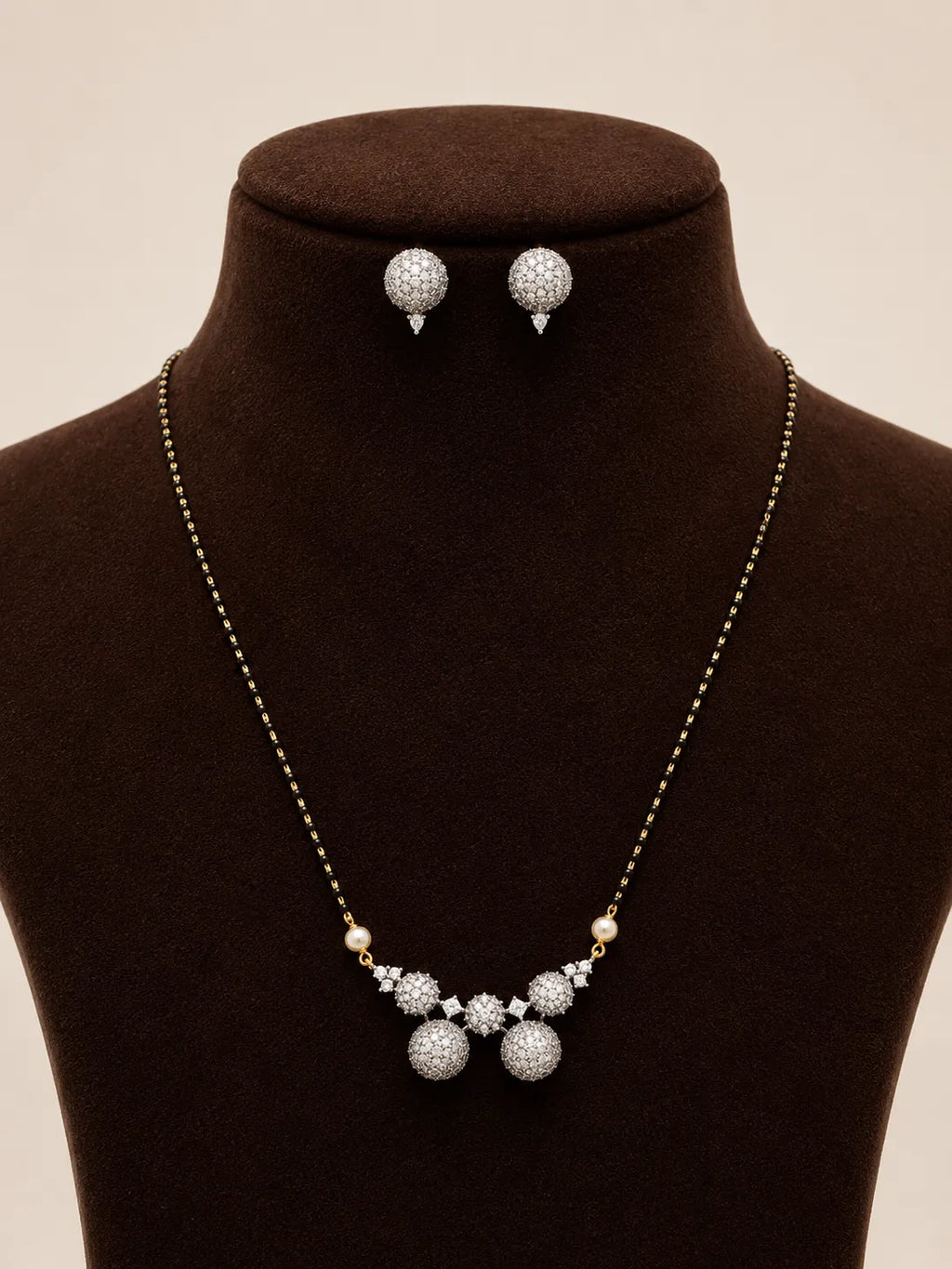 American diamond 18k gold plated mangalsutra with earrings