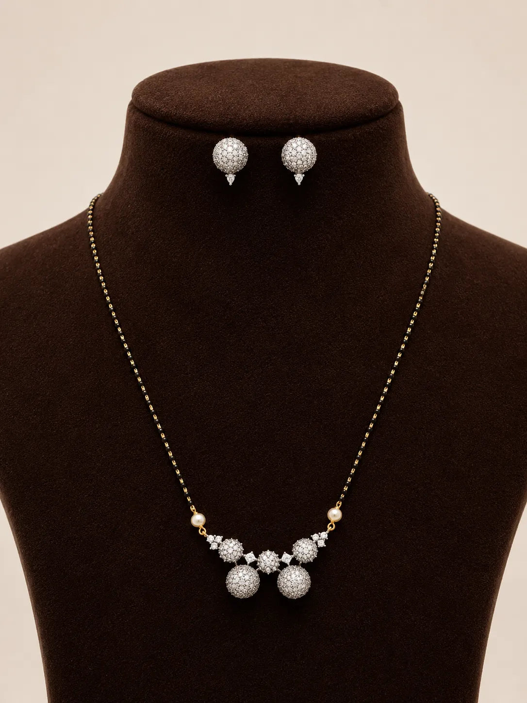 American diamond 18k gold plated mangalsutra with earrings