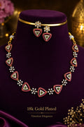 American diamond 18K gold plated necklace with earrings
