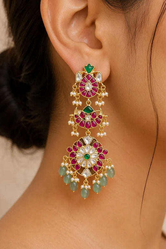 Jadau Kundan Earrings Festive Jewellery | Sonaaz