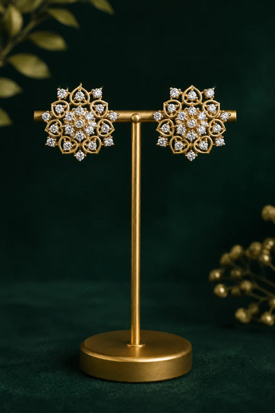 American Diamond Stud Earrings Heritage Jewellery | Sonaaz