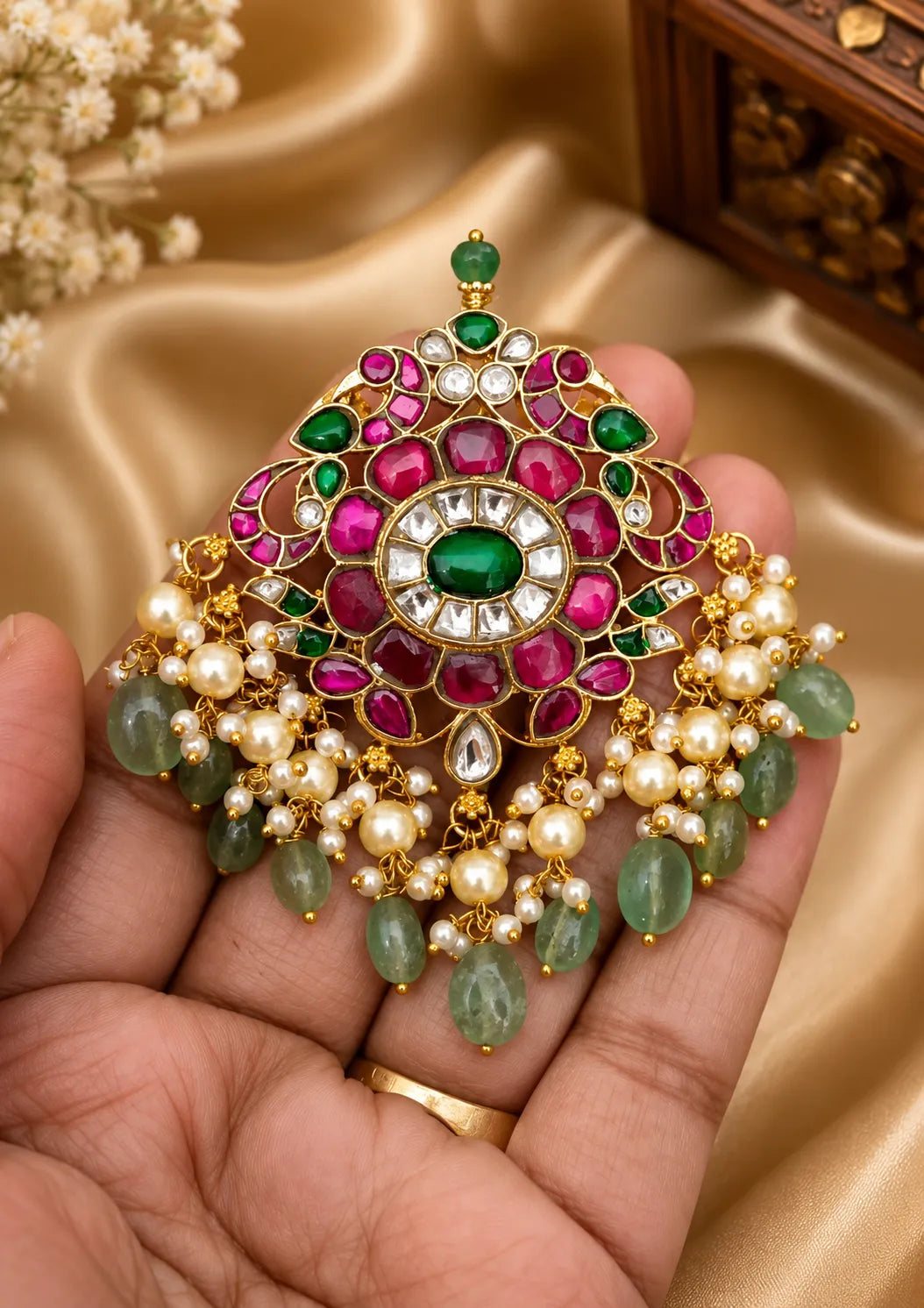 Jadau Kundan Pendant Set Festive Jewellery | Sonaaz
