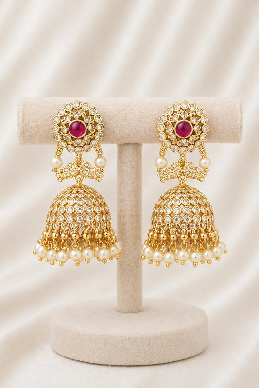Kundan stone gold plated interchangeable earrings
