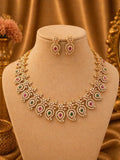 American diamond gold plated necklace with earrings