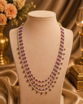Kundan stone gold plated 4 layer necklace