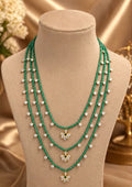 Real cz pearls gold plated 3 layer necklace