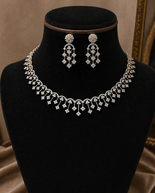 American diamond necklace with earrings