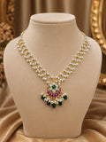 Jadau kundan and beads gold plated necklace