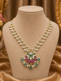 Jadau kundan and beads gold plated necklace