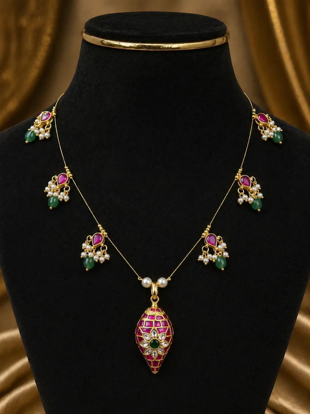 Jadau kundan invisible chain necklace