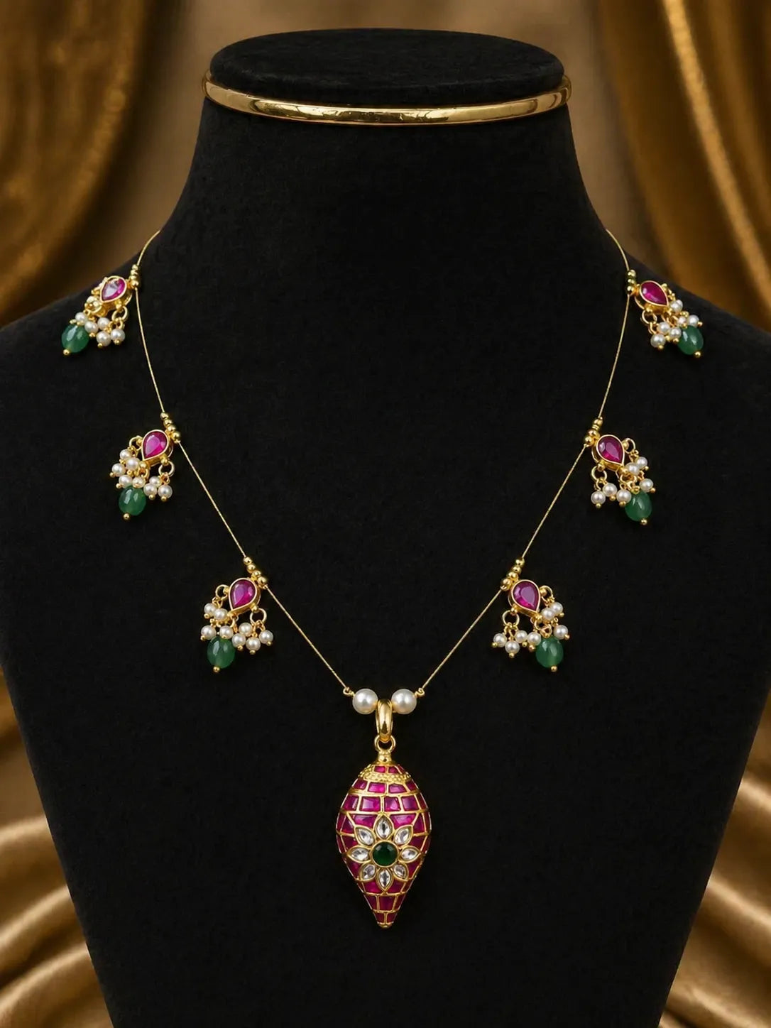 Jadau kundan invisible chain necklace