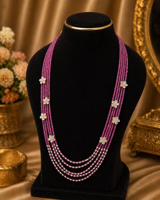 Premium Cz real bneads rani haram with 14 carat kundan stones