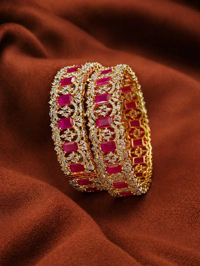 American Diamond Openable Bangles Gold Plated | Sonaaz