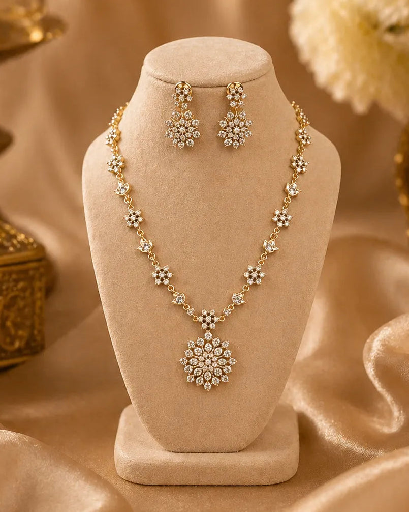 American Diamond Necklace Set Online | Sonaaz