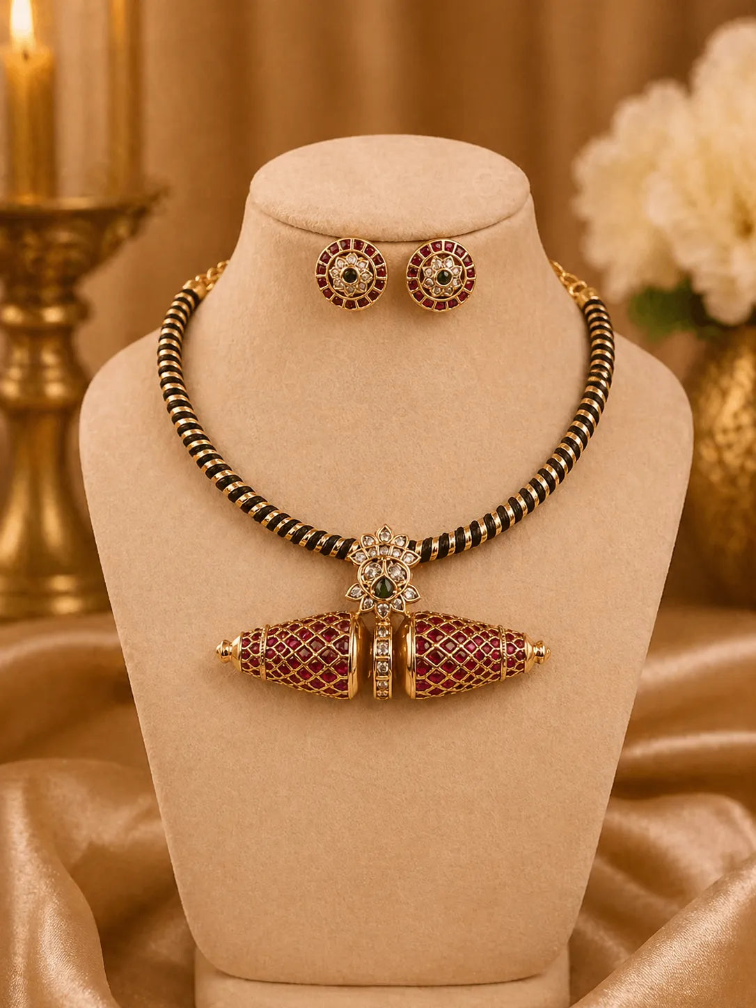 Kemp Stone Necklace Set South Indian Jewellery | Sonaaz