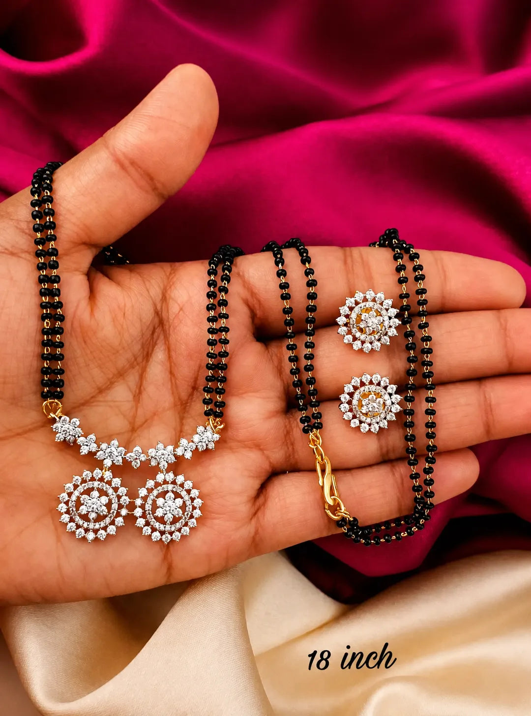 American diamond 18k gold platted mangalsutra with earrings