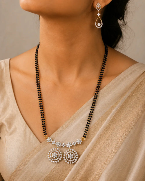 American diamond 18k gold platted mangalsutra with earrings